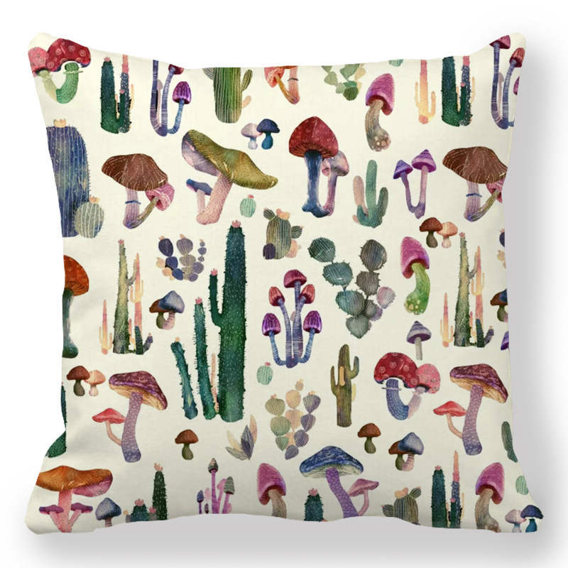 Indoor Home Bedroom Sofa Bed Chair Pillow Suite Room Aesthetic Art Cactus Succulent Plant Pillowcase