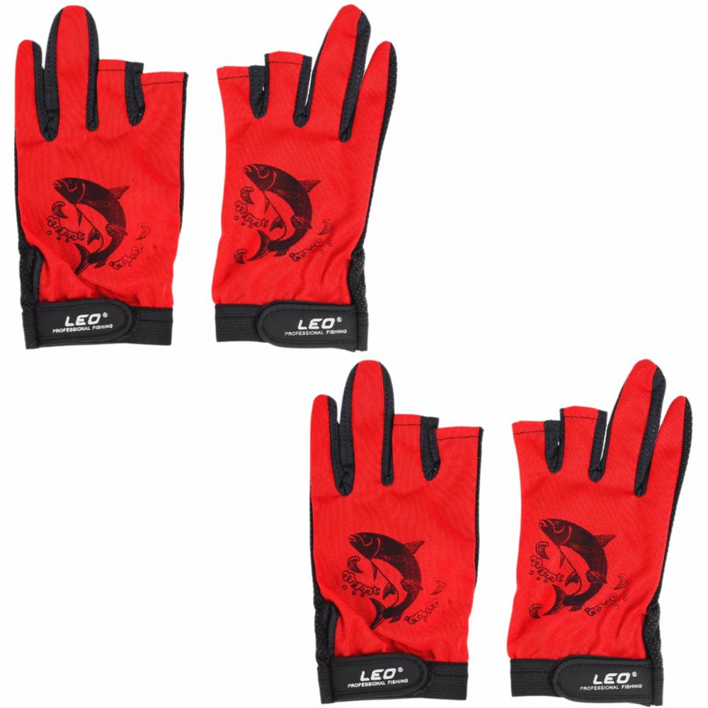 2 Pairs Anti-Slip Fishing Gloves Breathable Kayak Glove Portable Fishing Hand Glove Running