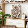 Macaron Color Cat Wooden Jigsaw Puzzle with Cat Silhouette Frame Animal Cats Decorative