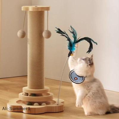 Lustiges Sisal-Kratzbrett für Katzen Klettergerüst für Katzen Drehteller Abriebfestes Kratzbrett Spielzeug Kratzsäule für Katzen Katzenzubehör