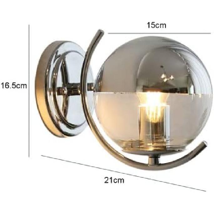 Kinkiet LED do wnętrz, Kinkiet ścienny kulisty Chromowany kinkiet Ścienny Lampa ścienna szklana Nowoczesna Oprawa oświetleniowa do zagłówka w stylu Mid-Century Kinkiety E27 dla