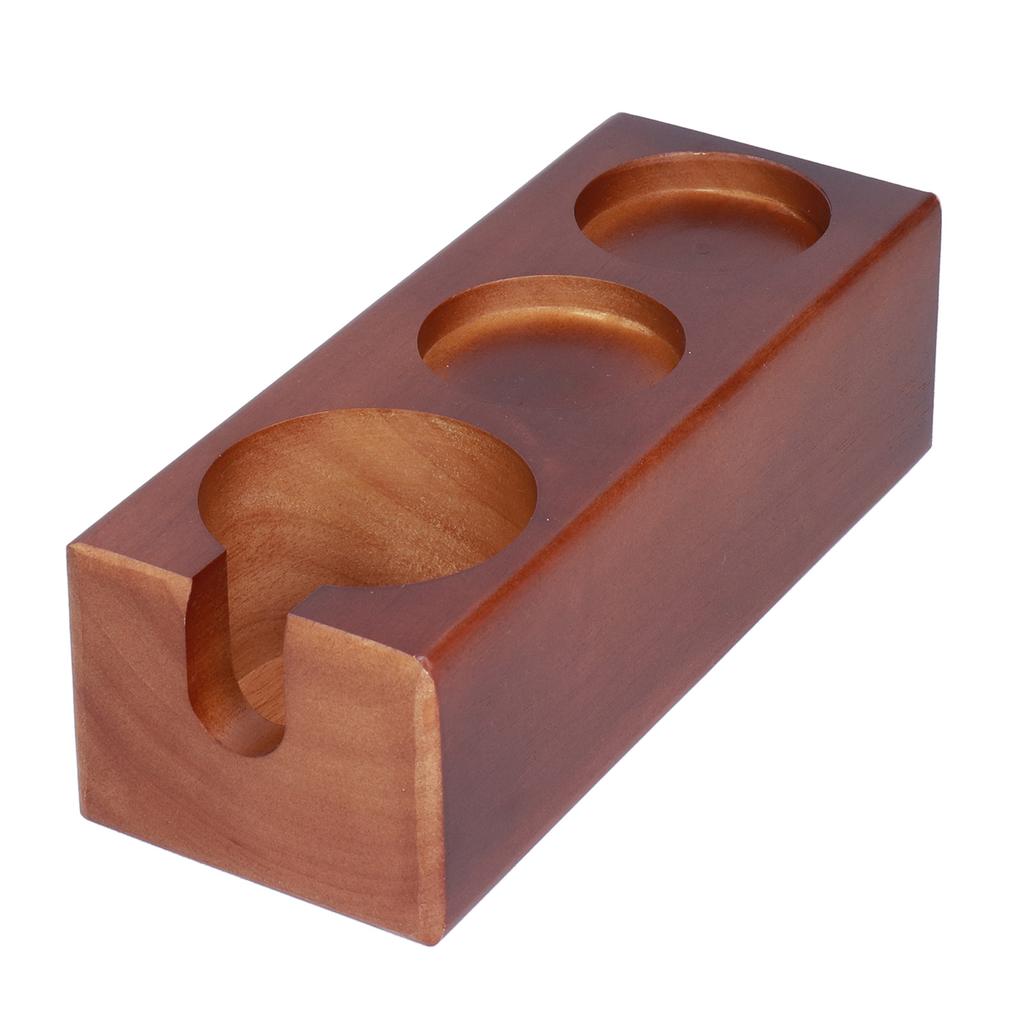3‑Slots Wood Coffee Tamper Holder Portafilter Storage Stand Tamping Station Coffee Color