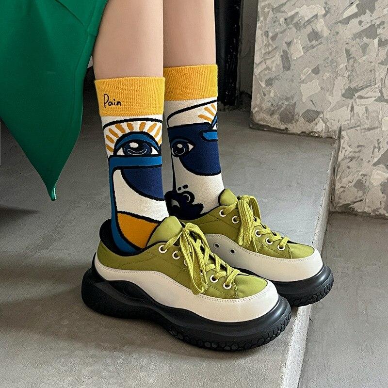 Personality Tide Socks Fashion Ins Trend Graffiti Sports Couple Socks In the Tube Letter Embroidery Cotton Socks