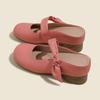 Slippers Woman Mules Shoes Woman Bow Inner Height Increase Cool Slippers Women's Half Slipper Bag Head Half Drag Muller Shoes