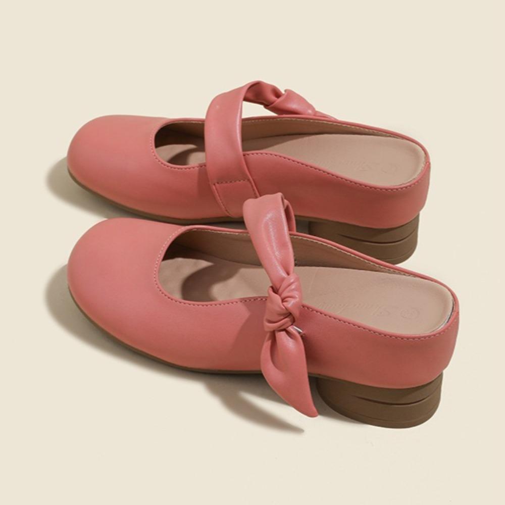 Slippers Woman Mules Shoes Woman Bow Inner Height Increase Cool Slippers Women's Half Slipper Bag Head Half Drag Muller Shoes