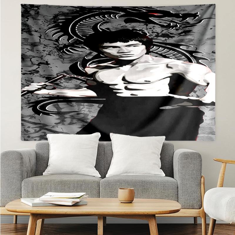 1 Pieza Tapiz de Secado Rápido con Pose Dinámica de Bruce Lee, Tapiz de Diseño Único, Adecuado para Dormitorio, Sala de Estar, Sala de Juegos, Cálidos Regalos Navideños