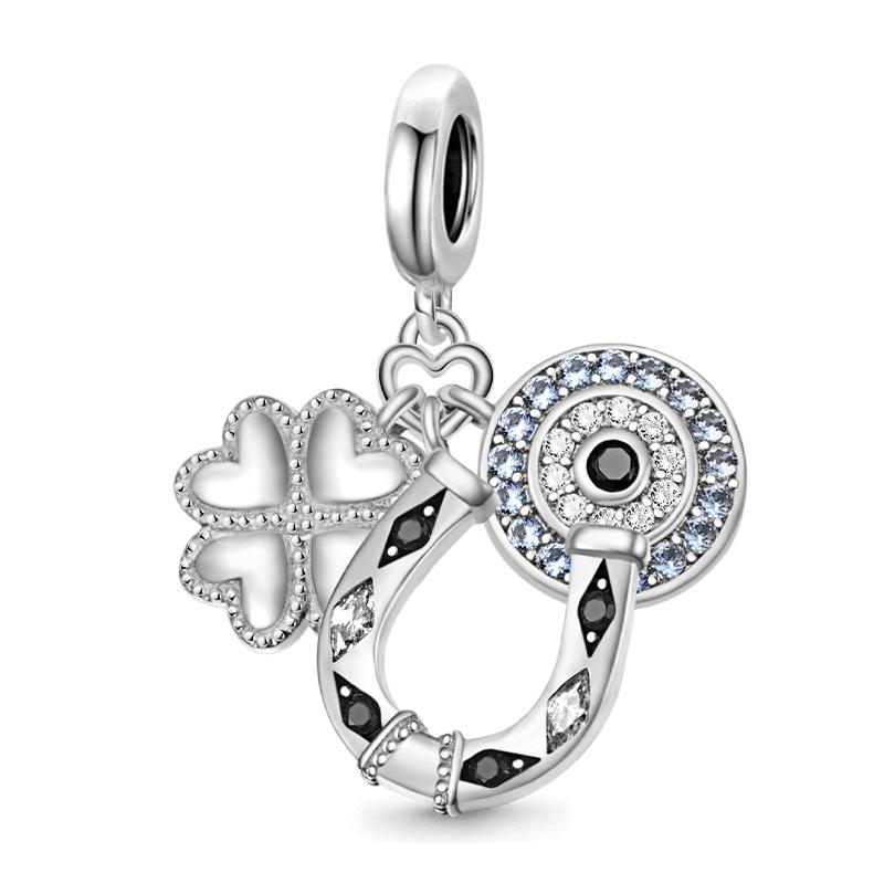 New Coppering Lucky Four-Leaf Clover Charm Of Chain Beaded Fit Original Pendant Bracelet Diy Ladies Jewelry