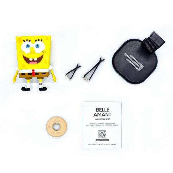 Belle Ament SpongeBob Figure + Refillable 17g Car Air Freshener Set, Midsummer Night, 1 piece,Korean Car Acc