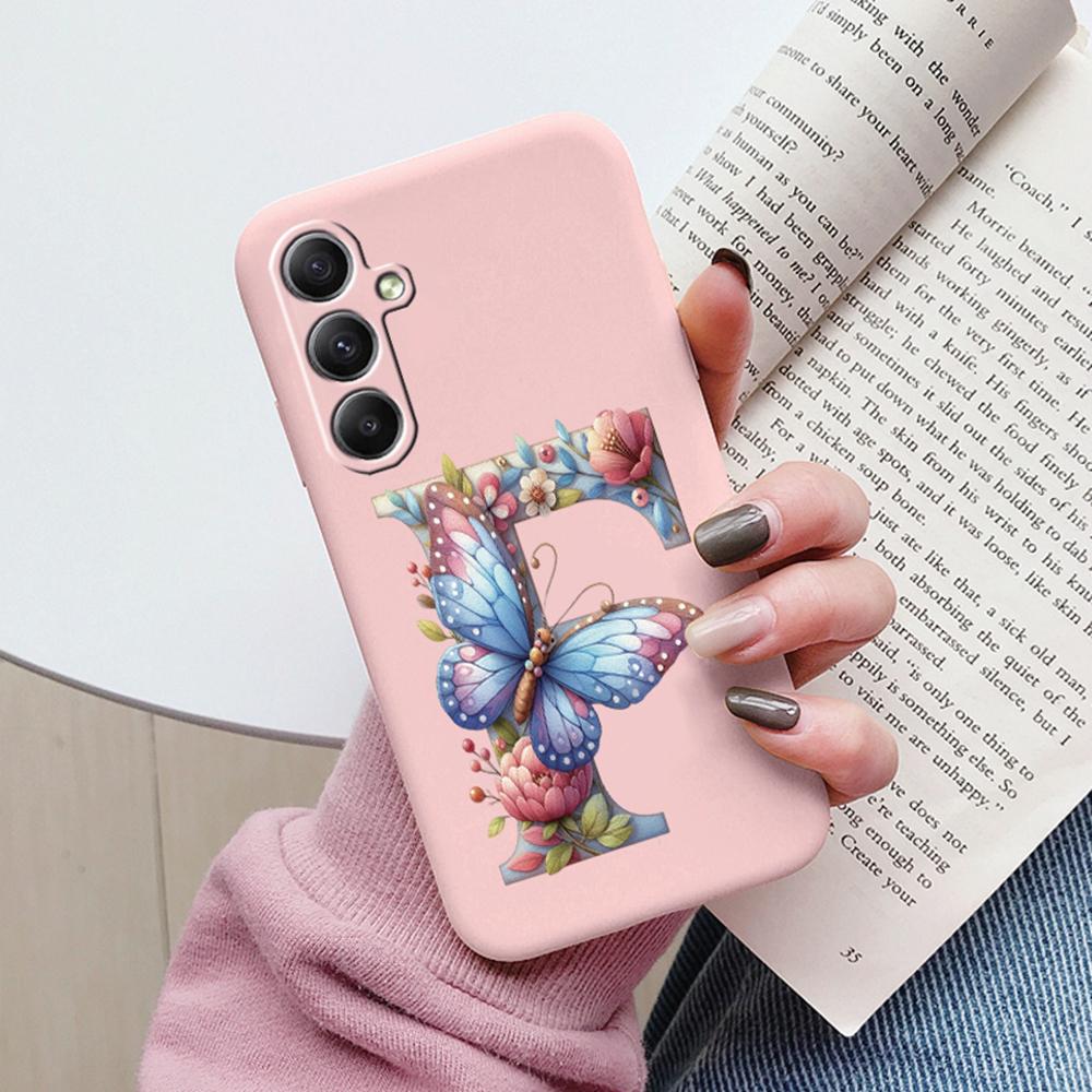 Phone Case For Samsung Galaxy A15 A25 A35 A55 A13 Colorful Letter Love Flower Butterfly Women INS Shell Fundas Bumper Soft Cover