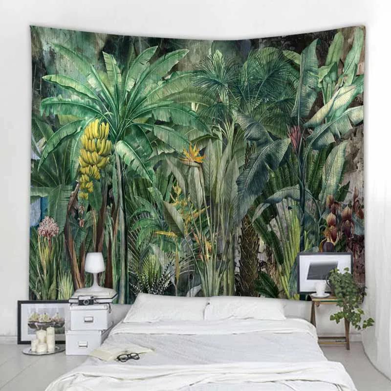 Tropical Jungle Tapestry Lush Greenery Exotic Birds Unique Wall Art for Home Decor Bedroom Nature Lover Gift
