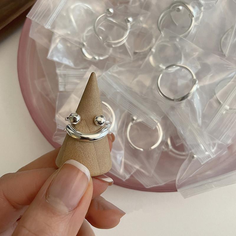 Korean Trendy Style Smiley Face Ring For Women Adjustable Fashionable Accessory Copper