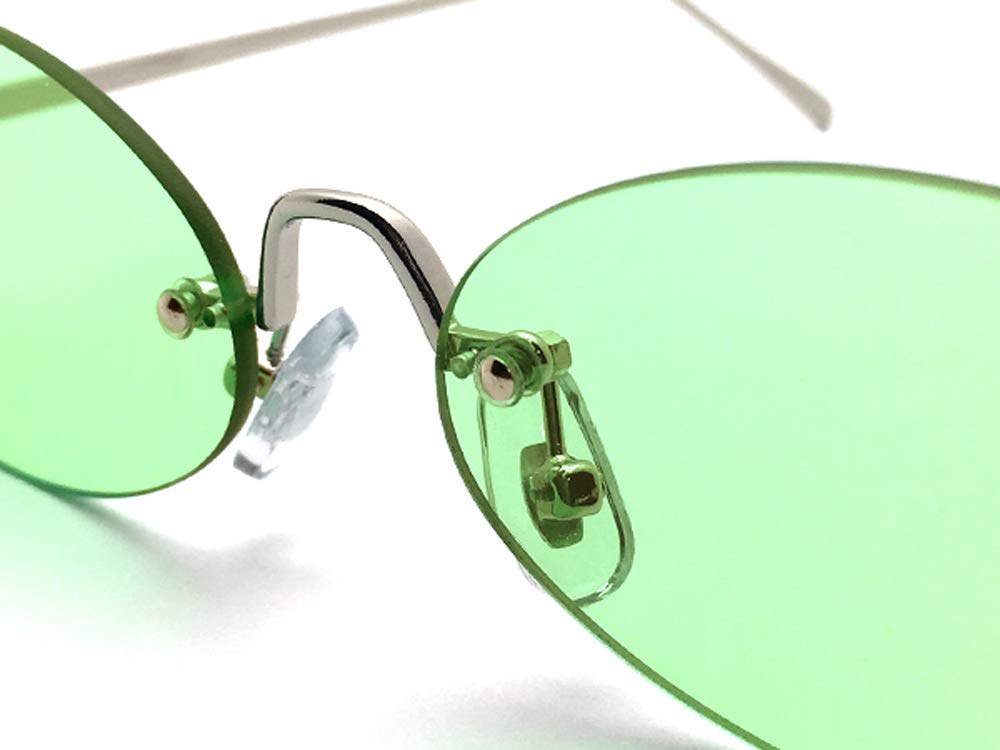 FLAT LENS OVAL SUNGLASS lens oval SILVER LIGHT GREEN [SPEED ADDICT] (flat sunglasses) ×