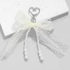 Charming White Pearl Beaded Lace Bow Keychain Bag Charm