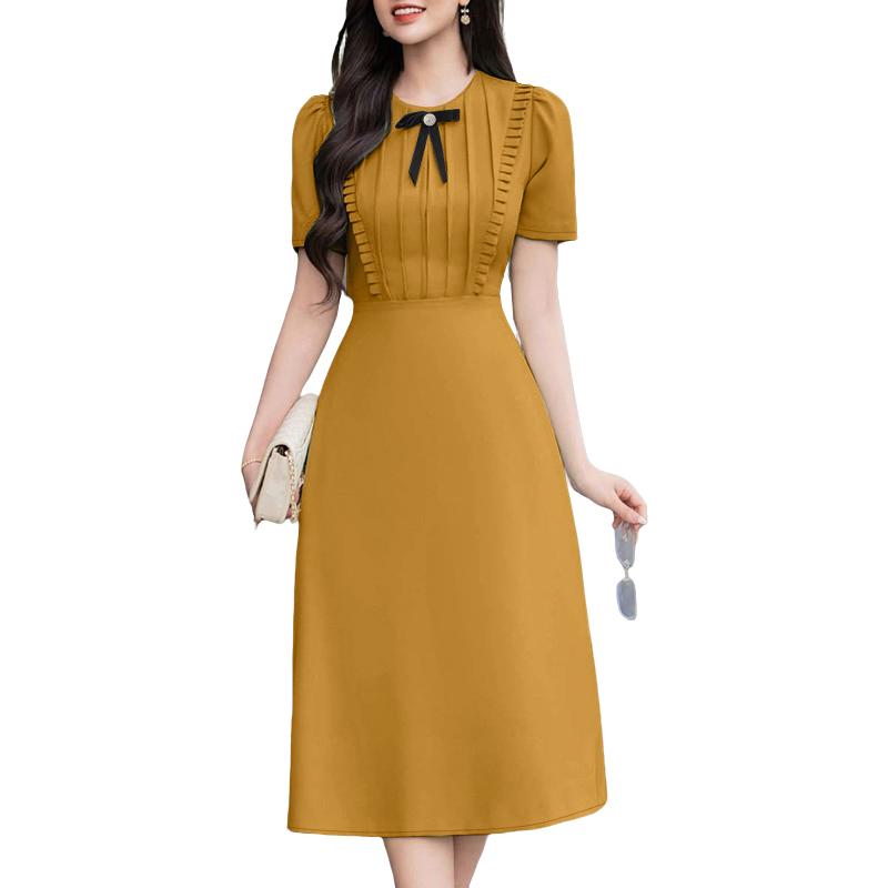 

ZANZEA Женское элегантное платье с бантом, круглым вырезом, повседневное летнее платье с коротким рукавом 5XL