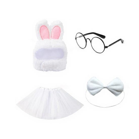 1 Set Porch Goose Bunny Outfit Easter Bunny Goose Costume Rabbit Ear Hat Bow Tie Dress Clothes for 23 Inch High Cement or Goose Lawn Yard Decor