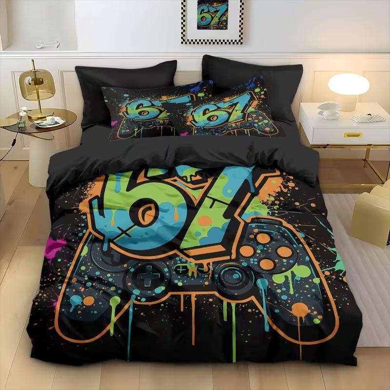

Graffiti Game Controller Bedding Set Gamer Duvet Cover Queen King Double Duvet Cover Pillowcase 2/3pc Gamer Gift Soft Bedroom Decoration Baby 100x135cm