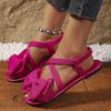 Cloth Sandals Women's Summer New Soft-soled Bow Flat Heel One-word Sandals Fashion Wear Sweet Sandals