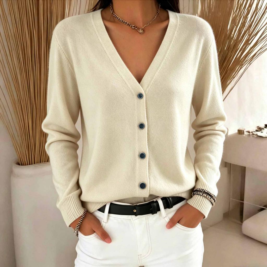 Women's Color Button Front Cardigan Sweater Loose Fit Casual Top