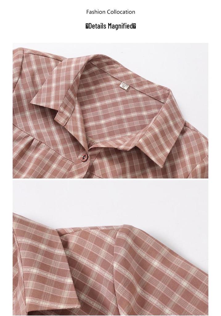 2026 Stylish Plaid Print Top for Middle-Aged & Elderly Women - Mom's Summer Fashion Shirt