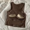 Spicy Girl Backless Camisole with Chest Pads - Round Neck Sleeveless Top for Women