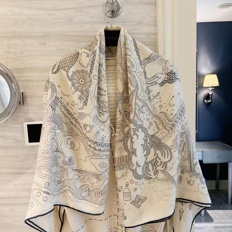 NINA SOLOR Silk Wool Blend Square Scarf