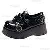 Fashion Gothic Chunky Platform Wedges Pumps Women Black Punk Mary Jane Lolita Shoes New Thick Bottom Lace Up Shoes for Women Size 35 39