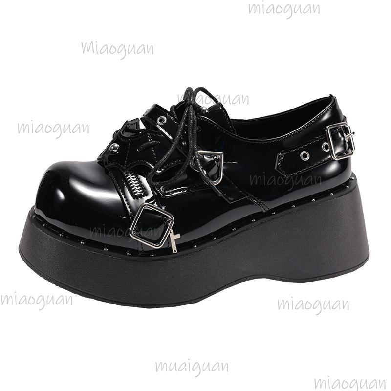 Fashion Gothic Chunky Platform Wedges Pumps Women Black Punk Mary Jane Lolita Shoes New Thick Bottom Lace Up Shoes for Women Size 35 39