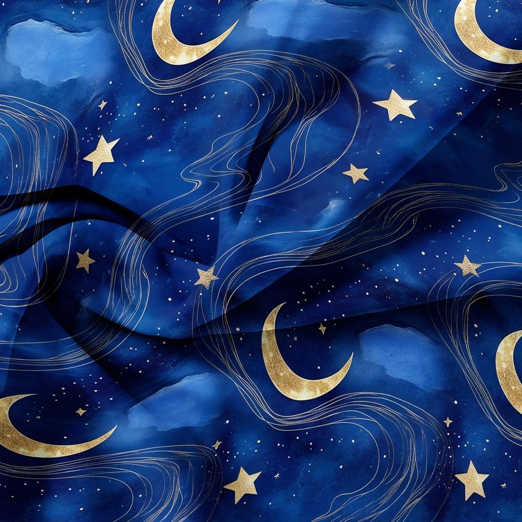 3 Pieces Dark Blue Galaxy Golden Moon Star Print Duvet Cover Set, Night Sky Gold Swirl Star Celestial Printed Bedding