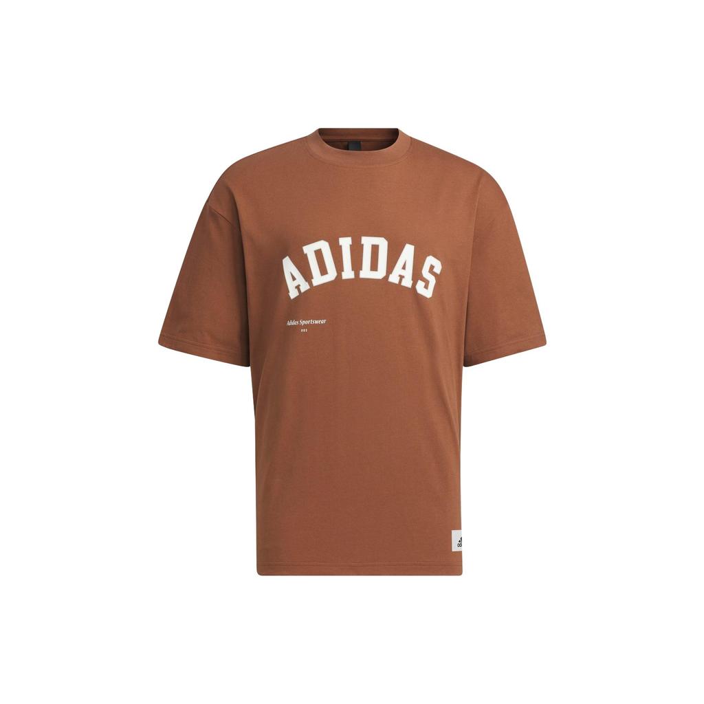 adidas T Shirts Men's Brown Crew Neck Moderate Straight Fit IS4961
