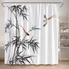 Ink Landscape Shower Curtain Black Bamboo Bird Abstract Mountain Water Chinese Style Bath Curtain Waterproof Home Bathroom Decor