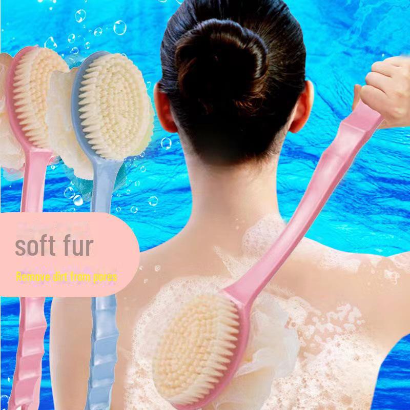 

Многофункциональная щетка для ванны с длинной ручкой и мягкой щетиной для двойного использования — идеально подходит для пилинга и чистки спины. Single-sided bath brush зелёный