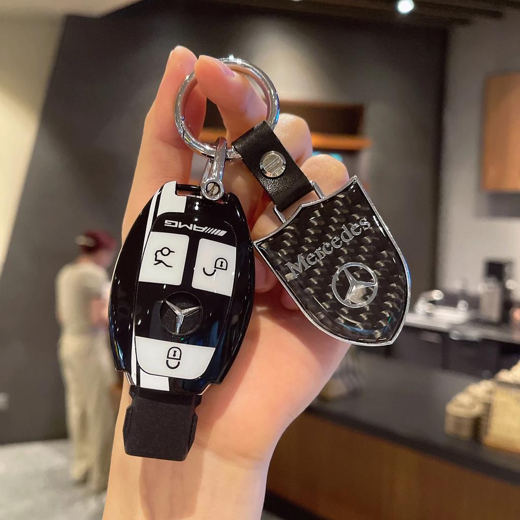 Car Remote Key Case Cover For Mercedes Benz A C E S G Class GLC CLE CLA GLB GLS W177 W205 W213 W222 X167 AMG QV2