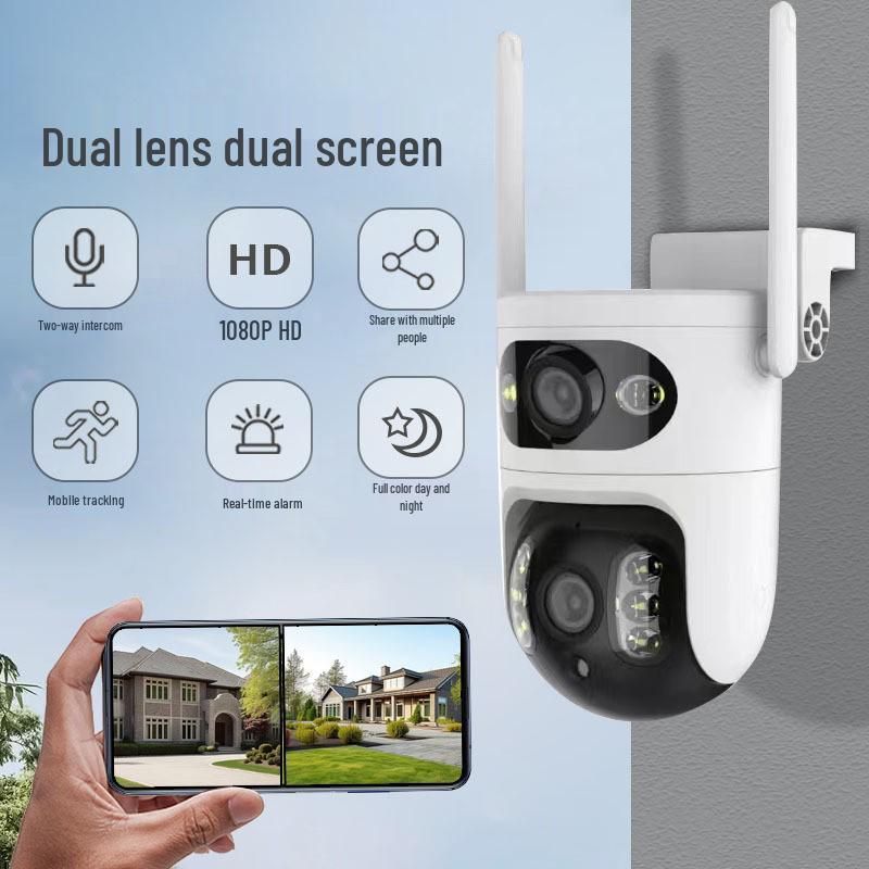 HD Waterproof Binocular Surveillance Camera, US/EU Standard - Indoor/Outdoor Wireless WiFi Monitor (5G, YI/IOT)
