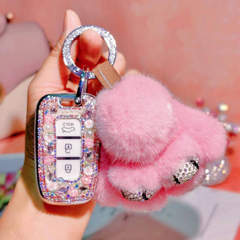 Langdong 12th Gen IX35 & Sonata 8 Rhinestone Key Cover: Drop-Proof, Full Wrap Protection