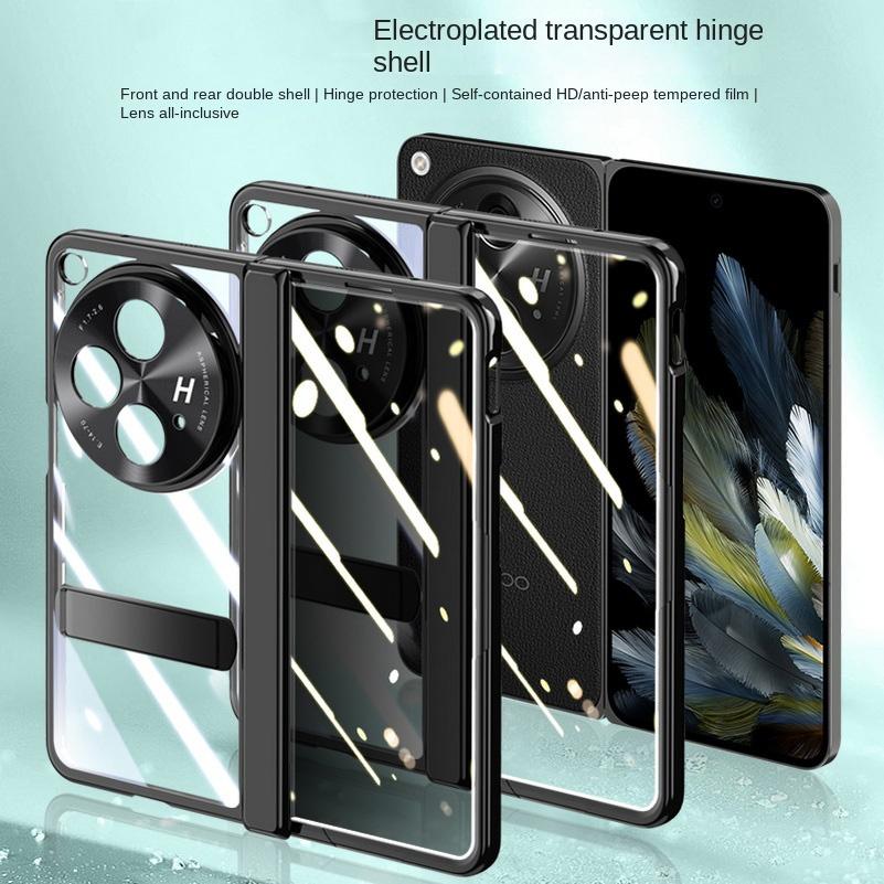 Transparent Privacy Screen Tempered Glass Protector Case For OPPO Find N3 FIND N3 Fold All-inclusive Spring Hinged Holder Cover