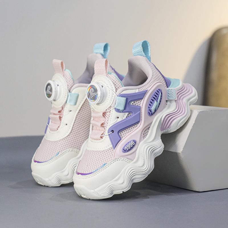 2024 Autumn Boys' Breathable Mesh Knob Buckle Sports Shoes