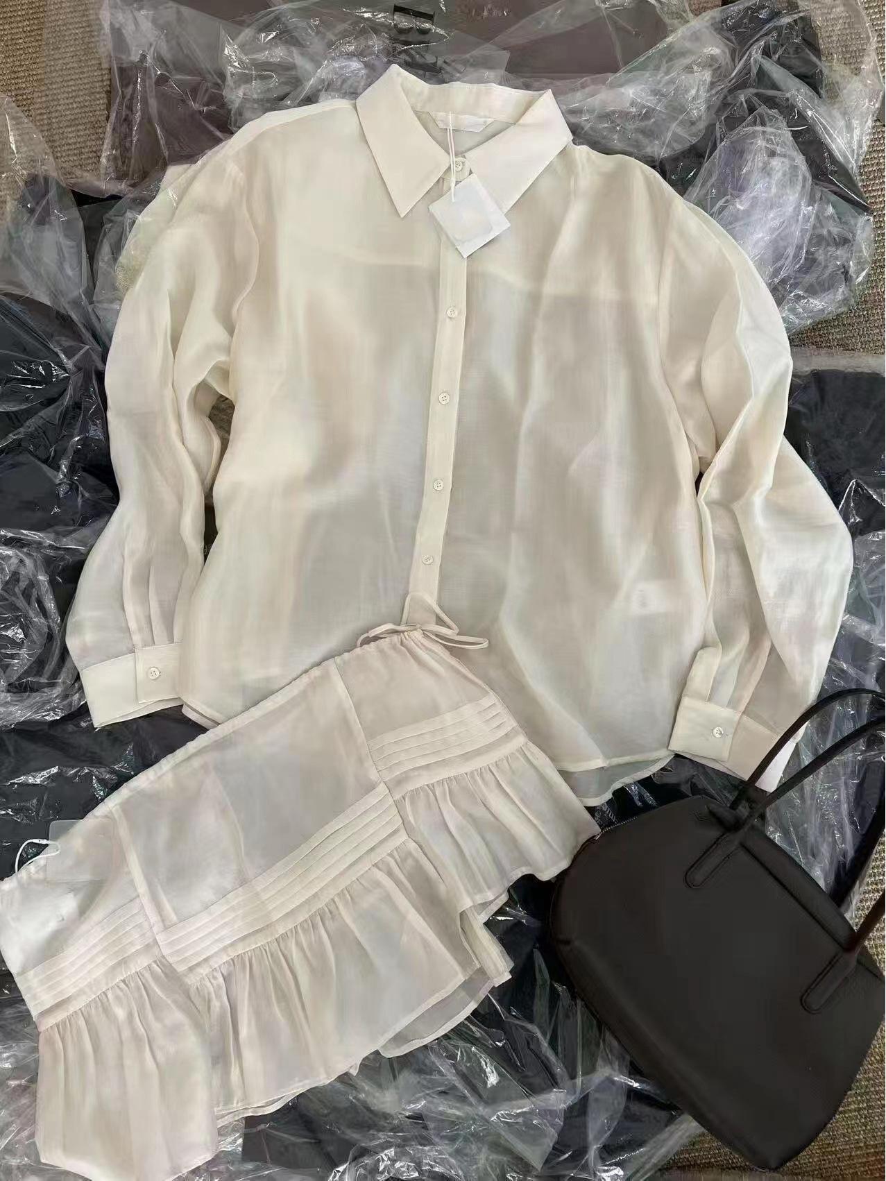 

2026 Spring Long Sleeve Shirt & Skirt Set - Stylish, Versatile, Solid Color M