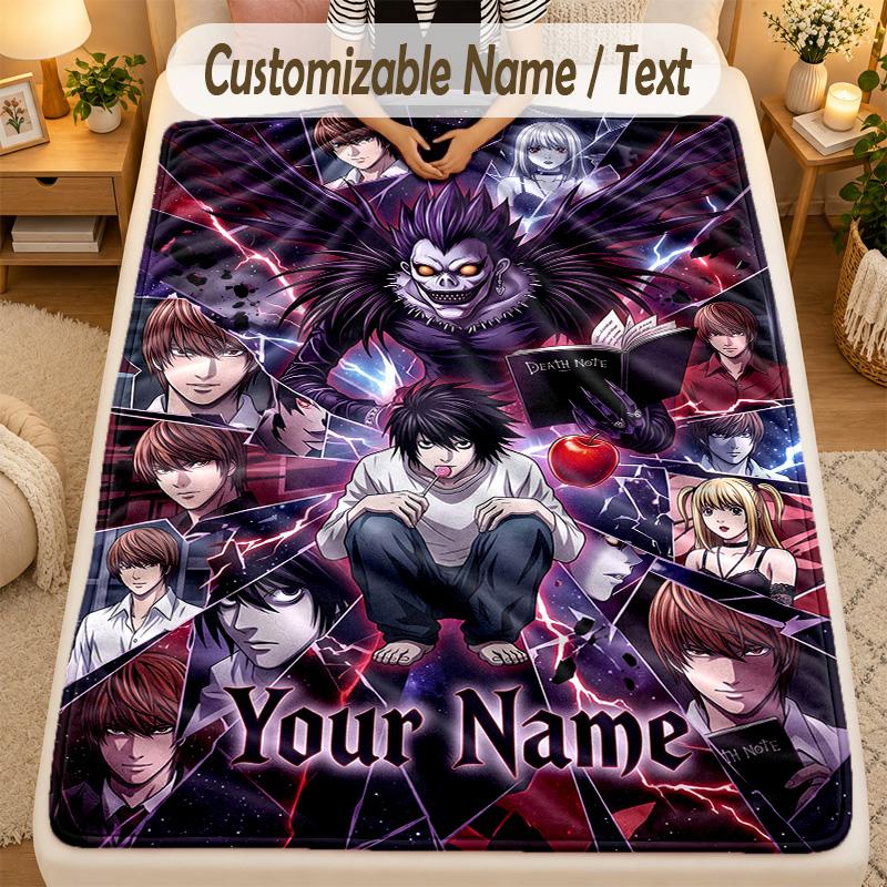 Flannel BlanketDeath Note Custom Name Text Personalized Soft Warm Throw Blanket Home Decor Gift