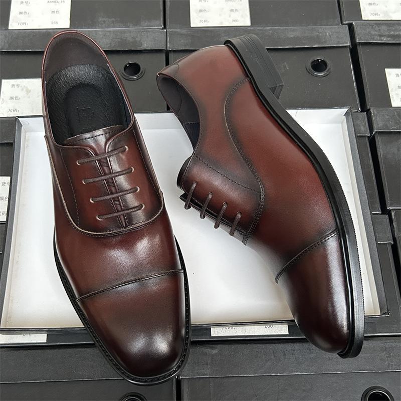 

Высококачественные трехсоставные кожаные туфли мужские деловые кожаные дышащие костюмные рабочие туфли мужские кожаные туфли с деревянной подошвой мужские туфли 44 темно-коричневого
