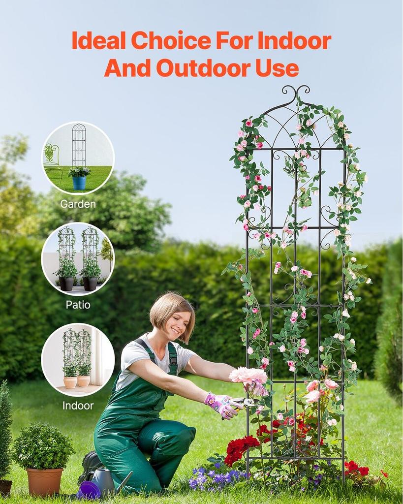 2 Packs Metal Garden Trellis for Climbing Plant Support 87x20 In Rustproof