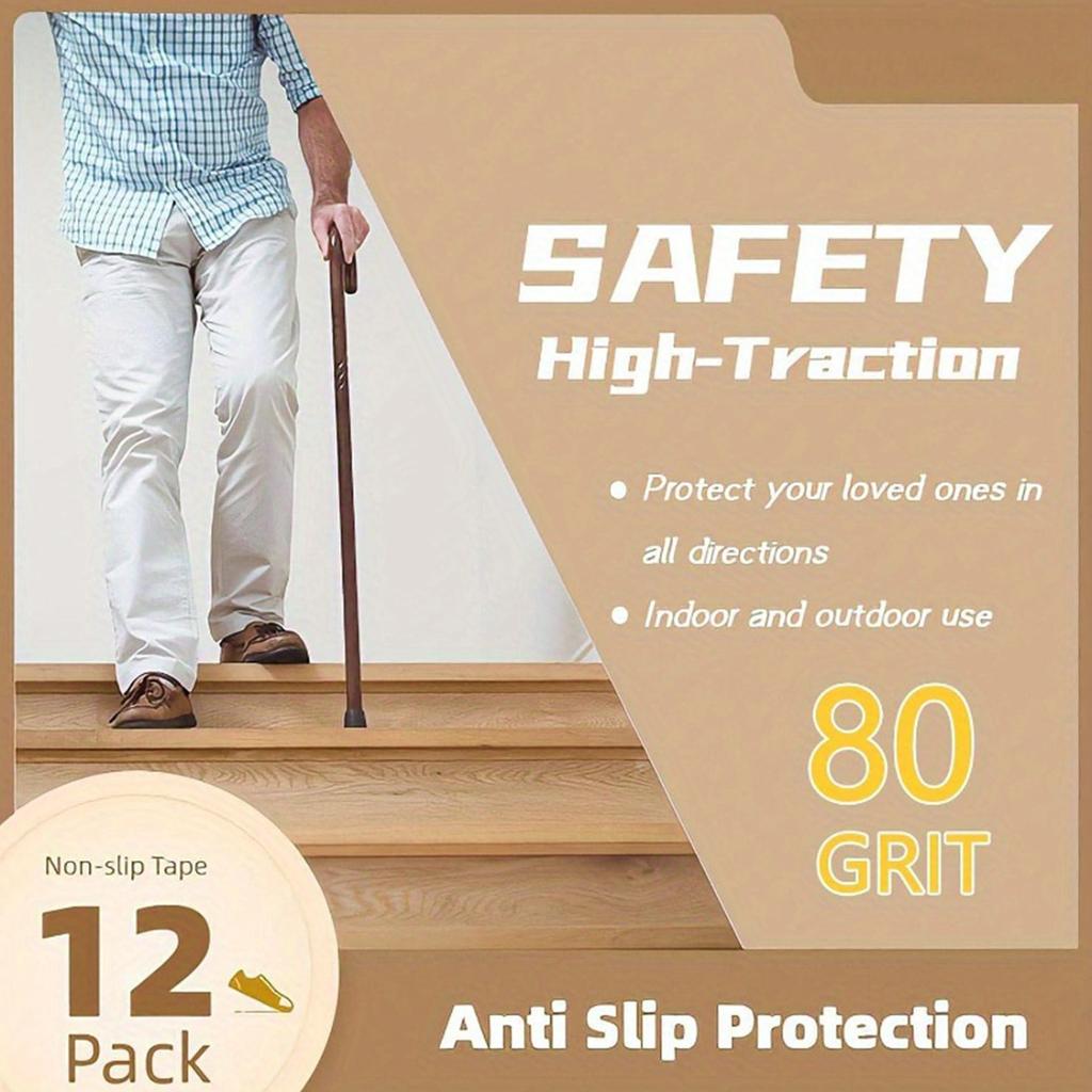 Non Slip Outdoor Stair Treads Black Pre-Cut Anti Slip Grip Tape Non Skid Heavy Duty Traction Adhesive Step Stripes