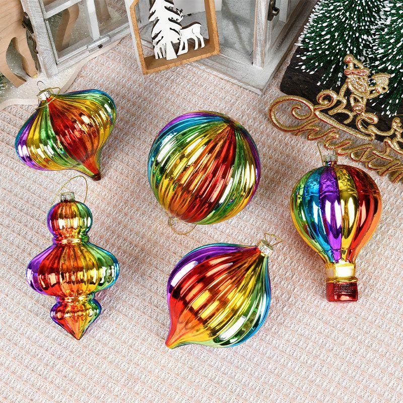 Christmas Ornaments Rainbow Glass Ball Pendant Holiday Gifts Christmas Tree Scene Decoration Colorful Hanging Ball Accessories