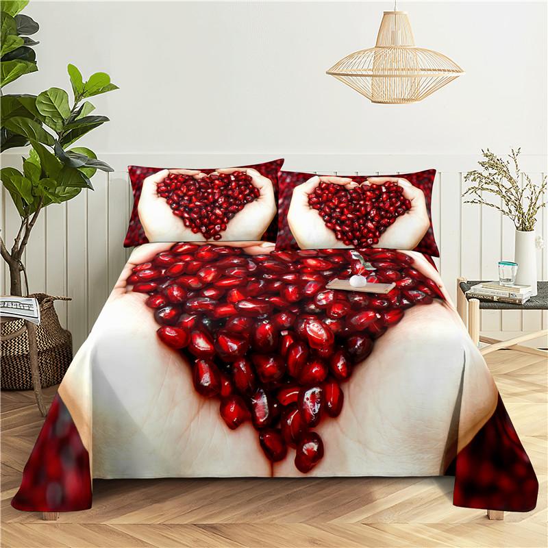 Frisches Obst 0,9/1,2/1,5/1,8/2,0 m Digitaldruck Polyester Bett Flachbettlaken mit Kissenbezug Druck Bettwäsche Set
