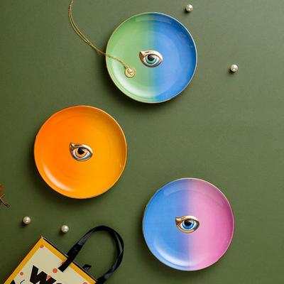 6palcový keramický dekorativní talíř Barevné oko Šperkovnice Porcelánový podnos Stolní úložné podnosy Dekorativní