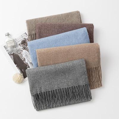 Jednokolorowy szalik z imitacji kaszmiru z frędzlami - zimowy szal unisex