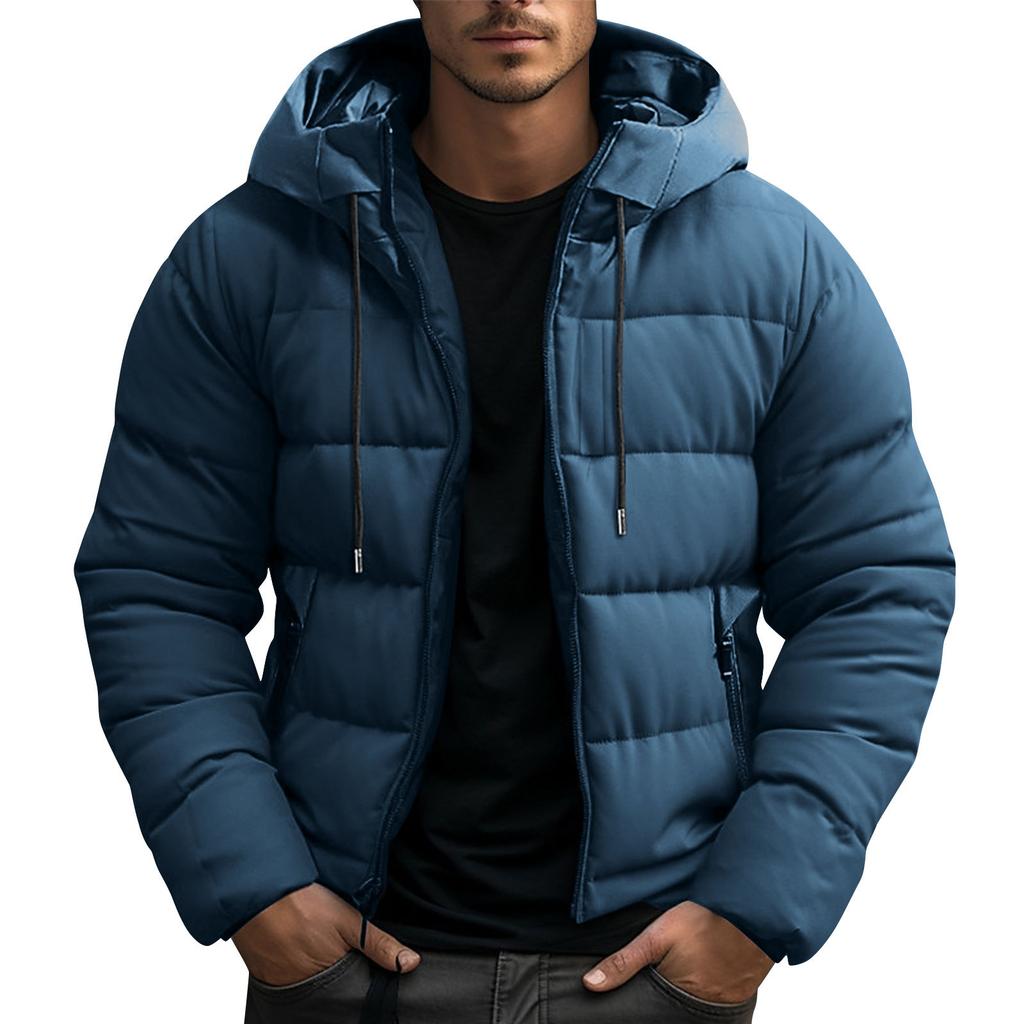 Men's Leisure Adding Fleece Thickened Hooded Hood Cotton-Padded Jacket Coat