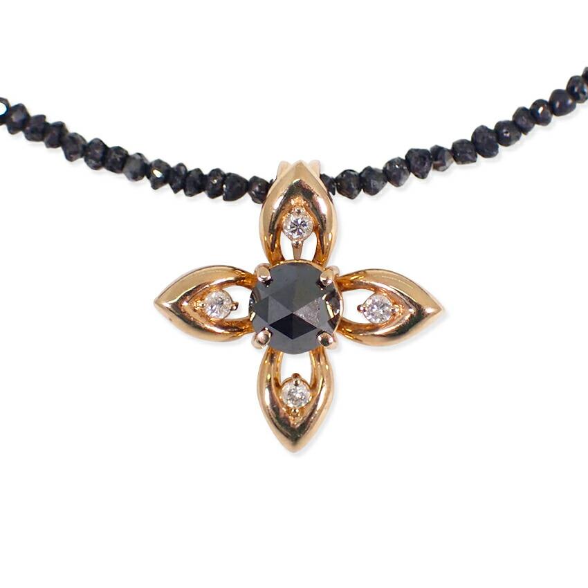 

[Used] K18PG Black Diamond Pendant/Necklace/j59-8