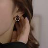 Women's Earrings Asymmetrical Round Hollow Round Black Stud Earrings Pendientes