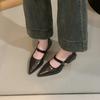 [Youshilai] Pointed Temperament Mary Jane Shoes Women's 2025 Spring New One-word Retro Casual Versatile Single Shoes