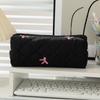 Floral Bow Pencil Bags Quilted Stationery Supplies Small Cosmetics Storage Bag